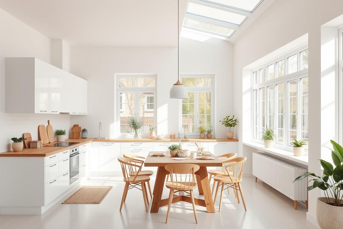 bright Scandinavian kitchen with natural light